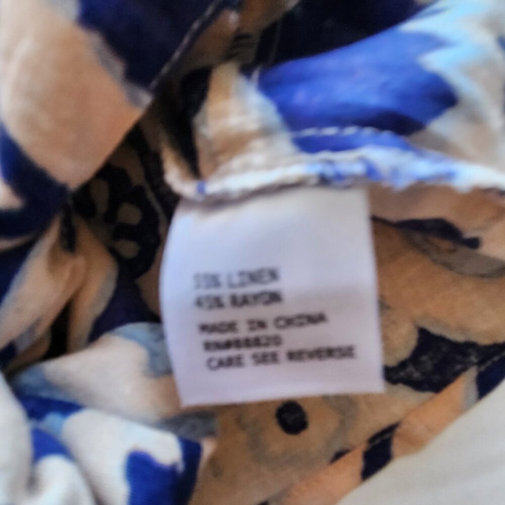 Christian Siriano NY Women's Size L Linen Blend Floral Tie Front Button Down Top - Picture 16 of 16